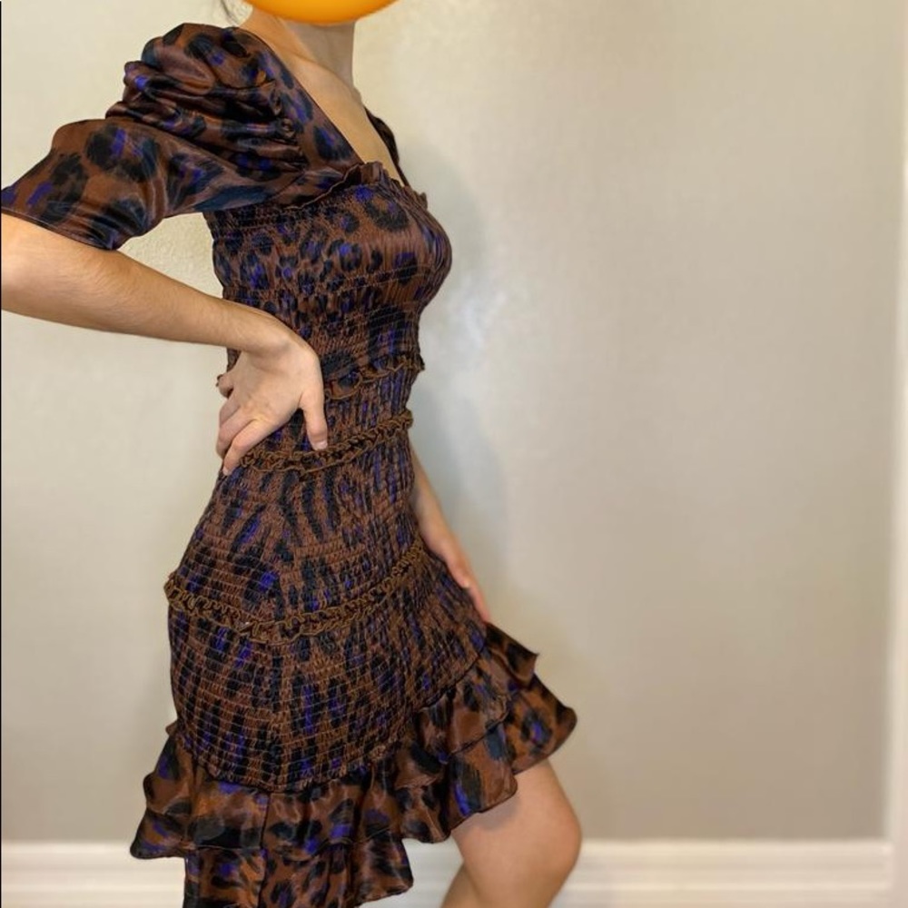 Karlie Smocked Ruffle Leopard Print Square Neck M… - image 5